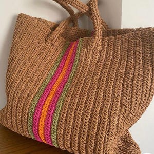 Gehäkelte Strohtasche, Strandtasche, handgemachte Strohumhängetasche