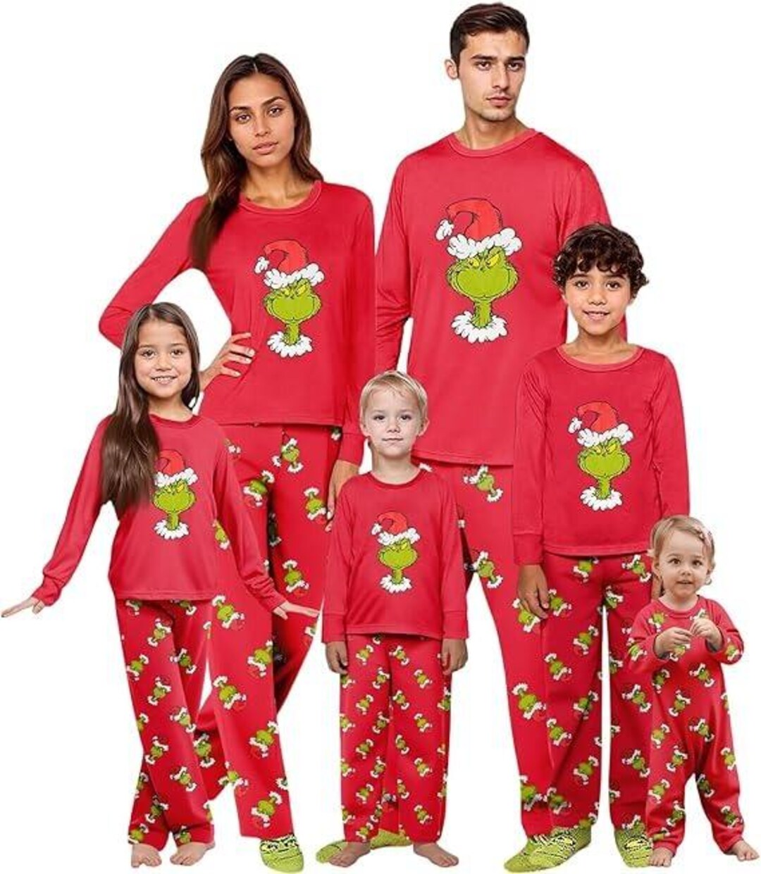Family Matching Grinch Christmas Raglan Pajamas Set, Funny Holiday ...