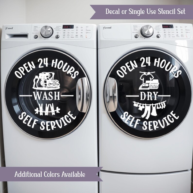 Wash Dry Decals Laundry Room Decor Washer Dryer Stickers Farmhouse ...