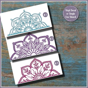 Half Mandala Vinyl Decal or Stencil Decor for Vehicles and Laptops Car Decal Wall Decal Half Split Mandala