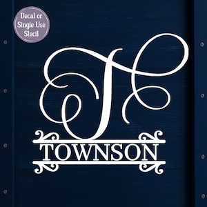 Personalized Monogram DECAL or STENCIL Noodle Board Decal Personalized Name Monogram Family Name Decal DIY Wedding Sign Decal Vinyl Stencil