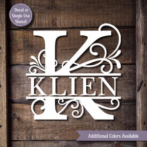 Personalized Monogram DECAL or STENCIL Noodle Board Decal Personalized Name Monogram Family Name Decal DIY Wedding Sign Decal Vinyl Stencil