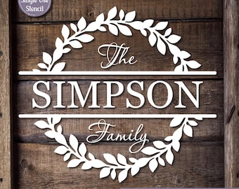 Personalized Family Name Decal or Stencil Split Wreath Monogram Custom Name Sign  Noodle Board Monogram DIY Gift Custom Home Decor Stencil