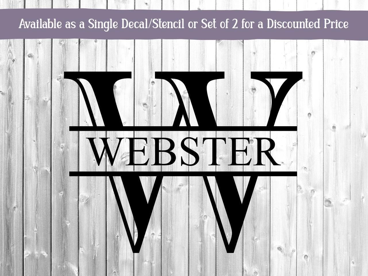 Split Letter Monogram Decal or Stencil Cornhole Monogram Decals Noodle ...