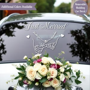 Personalized Just Married Car Sticker Removable Wedding Car Window Decal Just Married Wedding Day Decal Just Married Wedding Sticker Decor