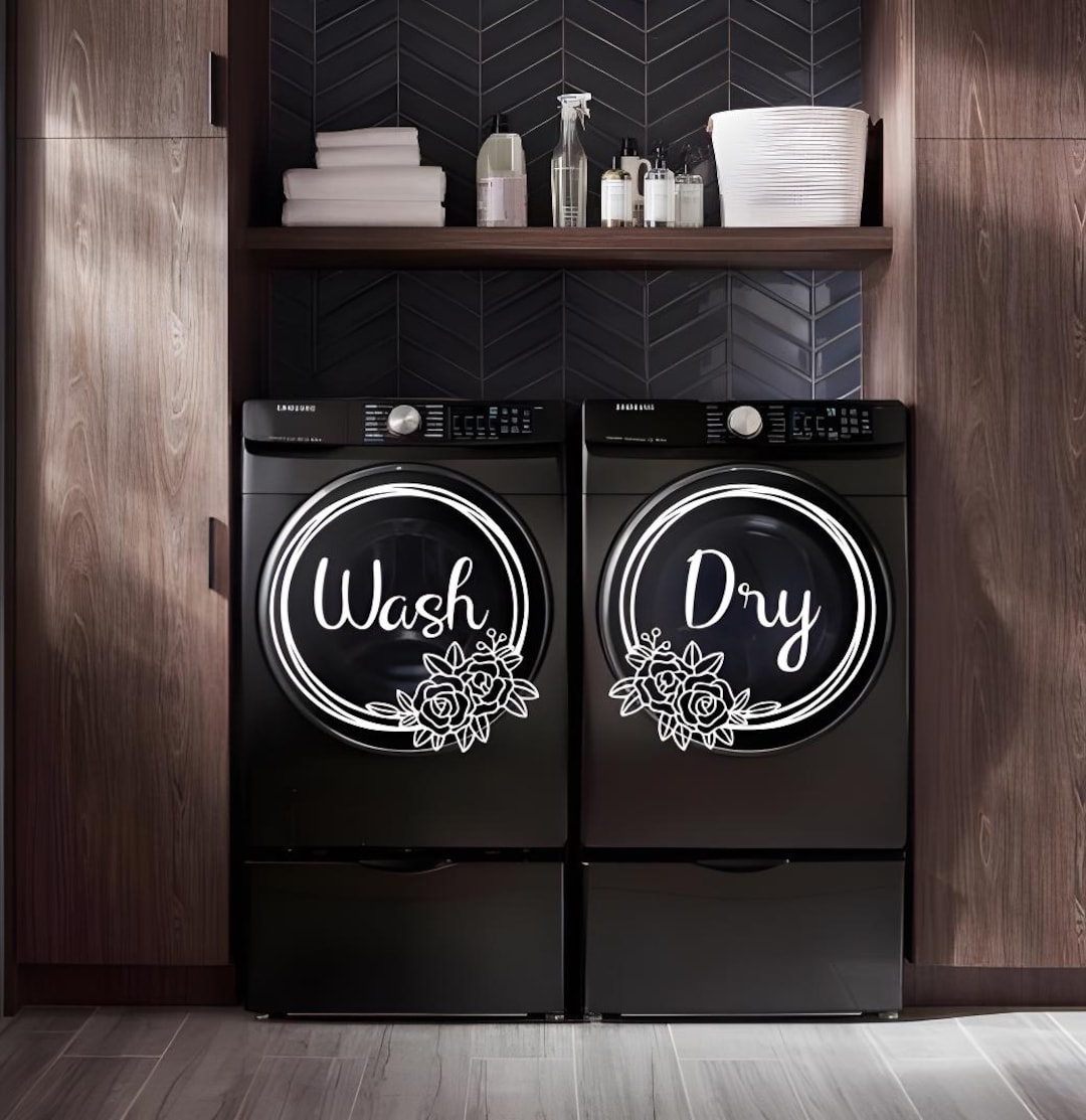 Floral Wash Dry Decals Laundry Room Decor Washer Dryer Stickers ...