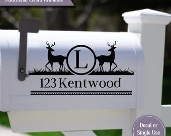 Deer Mailbox Decal or Stencil Custom Address Monogram Mailbox Sticker Farmhouse Vinyl Mailbox Label Rustic Outdoor Decor Idea Sign Sticker