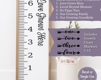 Personalized Growth Chart Decal or Stencil Set Custom Height Ruler for Kids Wall Nursery Vinyl Wall Art with Year Markers DIY Gift Idea Sign