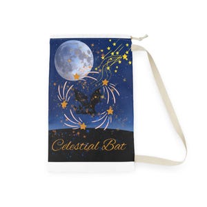 Celestial Bat Laundry Bag - Cosmic Stars Design, Starter For College, Gift for Astronomers, Room Decor, Eco-Friendly Bag
