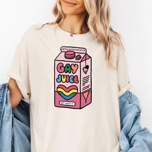 Gay Juice Pride Shirt Funny LGBTQ Tee, Queer Cartoon Milk Carton T-Shirt, Rainbow Juice Box Tee, Pride Month Tee, COMFORT COLORS