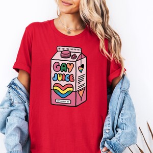 Gay Juice Pride Shirt Funny LGBTQ Tee, Queer Cartoon Milk Carton T-Shirt, Rainbow Juice Box Tee, Pride Month Tee