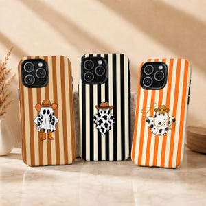 Halloween Ghost Phone Case Cowboy Ghost iPhone Case Western Ghost Samsung Case, Striped Pattern