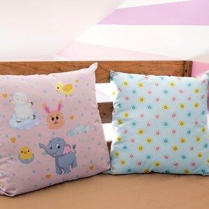 Funda de almohada decorativa con animales rosas – Decoración para habitación infantil y de bebé – Regalo para baby shower – Cojín bonito de doble cara
