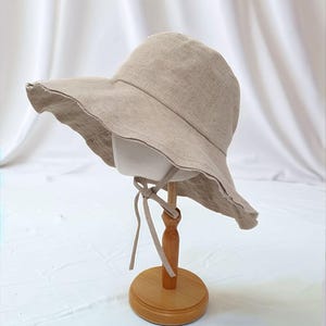 Linen Wide Brim Hat, Wide Brim Summer Bucket Hat, Beach Hat, Floppy Fisherman Foldable Hat