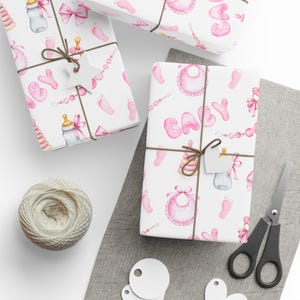 Baby Shower Wrapping Paper, Gender Reveal Gift Wrap, Cute Baby Gifts, Baby Girl Party Decor, Newborn Gift Wrapping