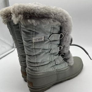 Vintage Sorel Made In Canada Snow Winter Waterproof Boots Sz 7 Gray Wool Lined