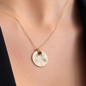 Personalized Sterling Silver Birth Flower Necklace: Family Keepsake Pendant