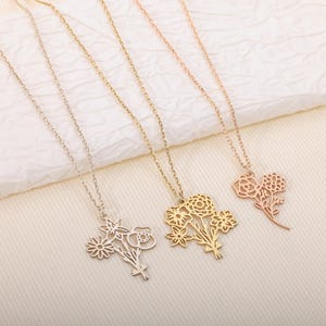 Personalized Sterling Silver Birth Flower Necklace: Custom Family Bouquet