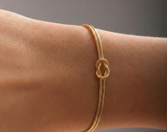 Liebe Knoten Armband Gold, Freundschaft Armband Sterling Silber, Mutter Tochter Liebe Knoten, Muttertags Geschenk, Beste Freundin Armband