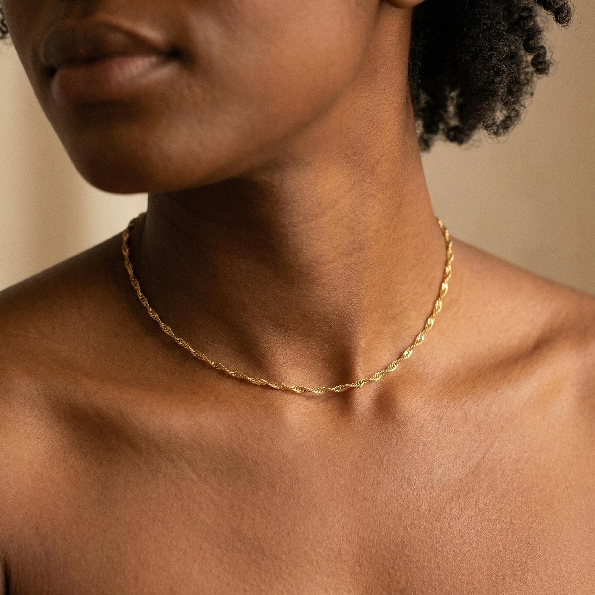 Gold Plated Twisted Singapore Necklace, Dainty Gold Necklace, Rope Necklace, Layering Necklace, Best Friend Gift, Mothers Day Gift for Mom