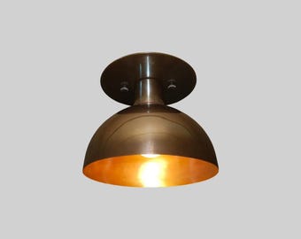 Brass Semi-Flush Mount Light: Mid-Century Ceiling Fixture