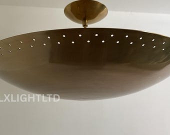 Mid-Century Raw Brass 6-Light Flush Mount Ceiling Fixture Modern Mount Lamp Antique Lighting