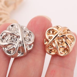 Vintage Woven Metal Buttons: Gold & Silver Bicolor Set (18/20/23mm, 6pcs