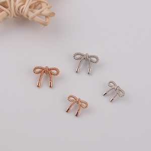 Bow Tie Metal Buttons: Gold & Silver Alloy, DIY Clothing Embellishments (6pcs, 12-23mm