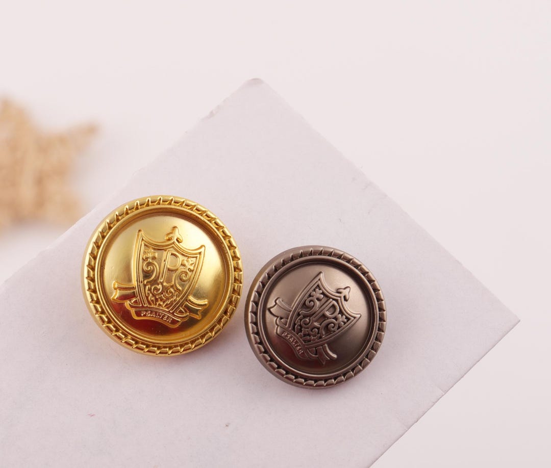 Vintage Metal Shield Buttons: Tea Gold & Gold Blazer Embellishments - Etsy
