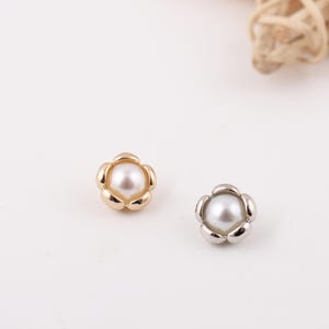 6pcs 9mm Gold and silver Metal pearl buttons sewing for Cardigan/Dresses/Knitted sweater/Shirts/Cuff/Chiffon crafting jewelry findings