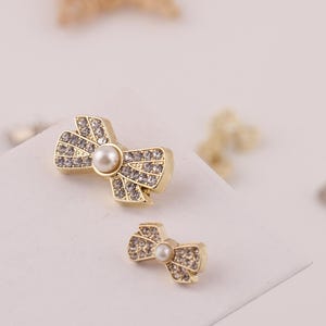 6pcs Pearl diamond-encrusted bow buttons gold silver for Suit/Overcoats/Dress/Sweaters/Woolen overcoats/Fur coats/Windbreakers 15/18/20/23mm