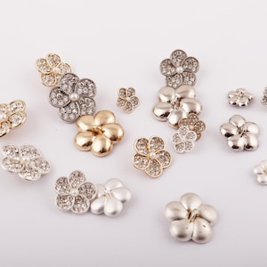 6pcs Metal Rhinestone Buttons Pearl Hollow Button for Sewing Shirt/Suit jacket/Coat/Sweater/Cardigan Cheongsam DIY Craft decorative Buttons