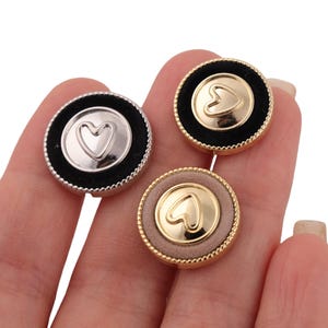 Heart Metal Shank Buttons: Blazer, Coat, Sweater - 6pcs (18mm/20mm/23mm