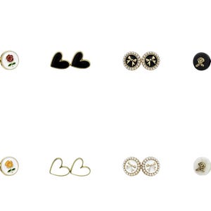 6Pcs Metal flower button/metal buttons inlaid with pearls/heart-shaped metal button/resin metal button for sewing-shirt/sweater/cardigan12mm