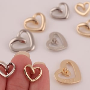 6pcs Hollow Heart Metal Buttons gold silver alloy sewing for crafts sweaters/suits/jackets/woolen coats/coats/dress/cardigan/shirt 13-23mm