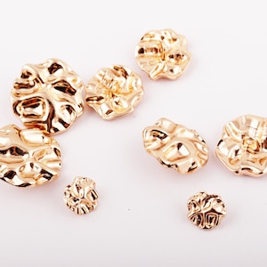 6Pcs 11-23mm Metal Irregular Buttons  Gold Ripple Button for Sewing-Sweater/Blazer/Jacket/Coat Luxury DIY overcoat clothing sewing buttons