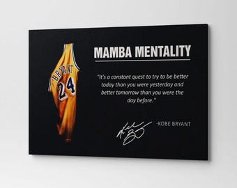 Mamba Mentality Canvas Wall Art – Kobe Bryant Quote, Basketball Decor