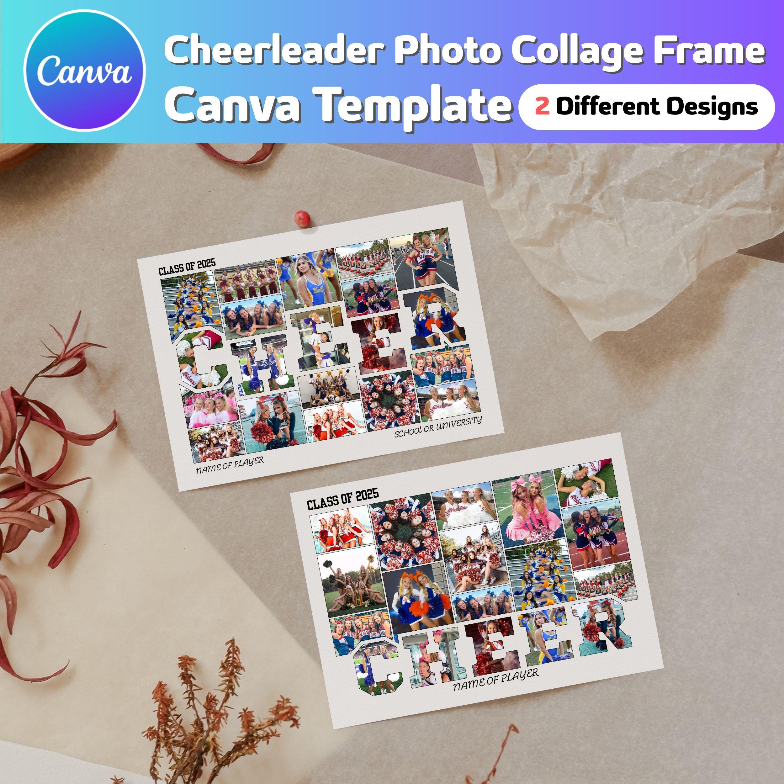 Cheerleader Photo Collage Frame Canva Template |editable Photo Collage ...