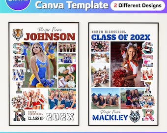Modello di collage fotografico per cheerleader senior su Canva / Collage commemorativo / 2 design diversi / Poster per cheerleader / Facile da usare