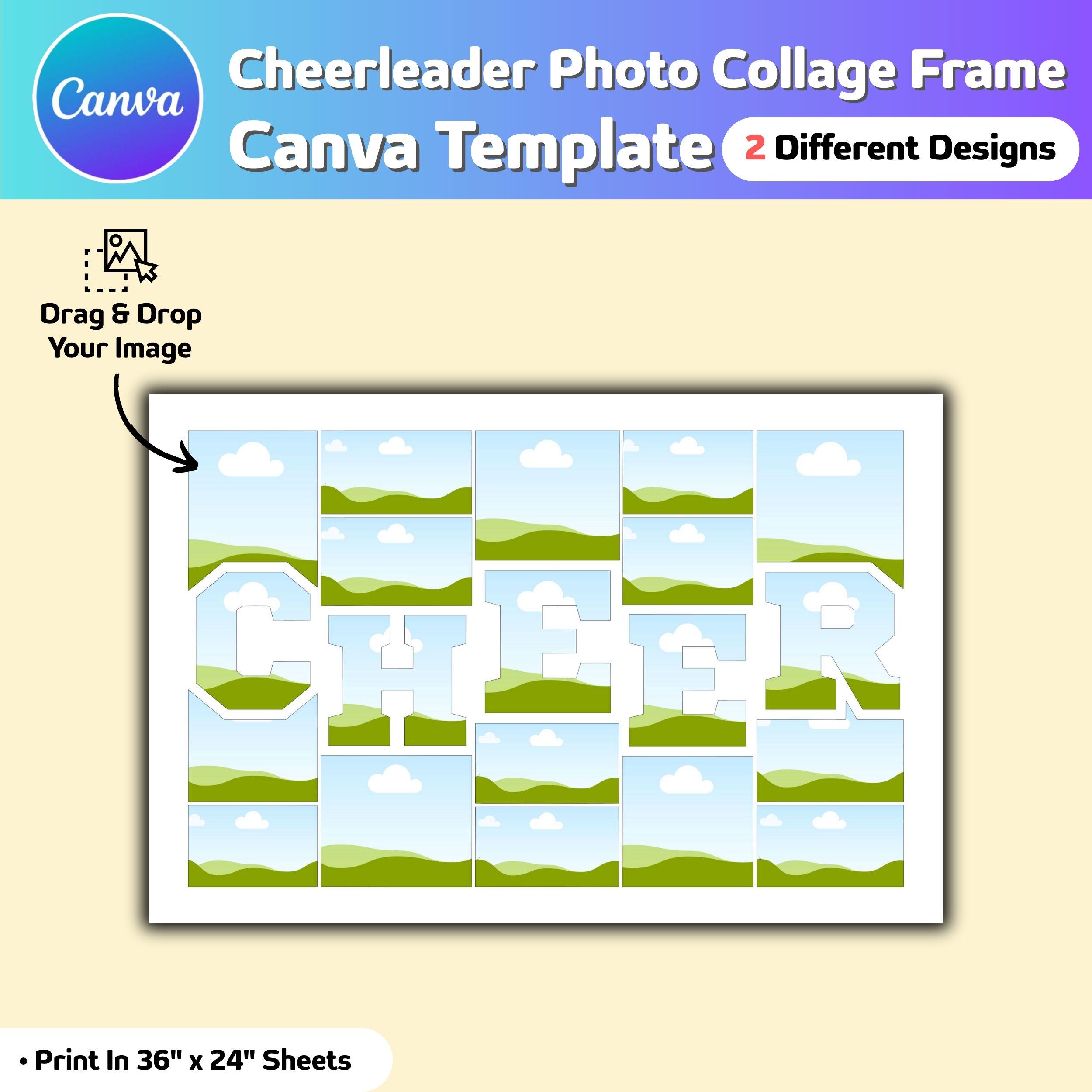 Cheerleader Photo Collage Frame Canva Template |editable Photo Collage ...