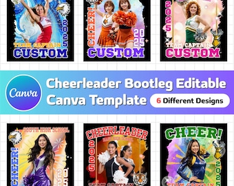 Cheerleader Bootleg Editable Canva Template |Custom Senior Design Sports Shirt Template |6 Layouts |6 Different Designs |Easy to use