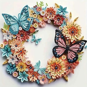 Diamond Dotz painting wreath butterflies flowers Kit