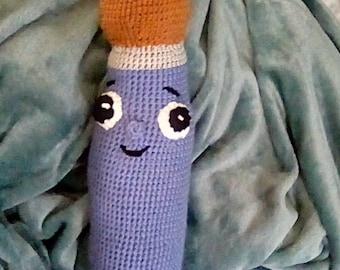 Crochet petey paintbrush can Rattle inspired