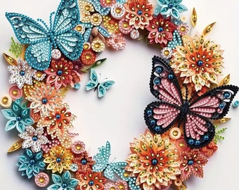 Diamond Dotz painting wreath butterflies flowers Kit