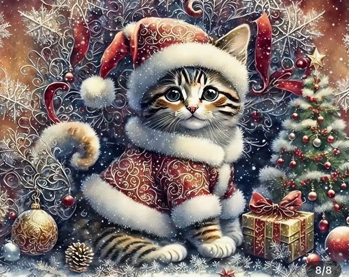 Cat in Santa Suit Christmas Diamond Dotz Painting Kit Art - Etsy