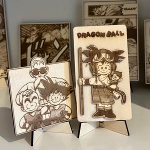 Wood engraving, Goku Wooden Plaque – Laser Engraved Dragon Ball Anime Panel, Small Room Decor, anime gift