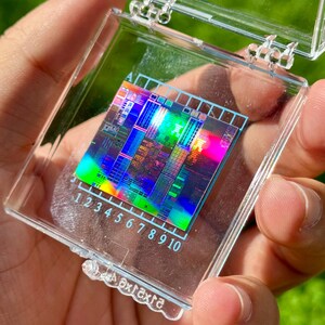 Real Silicon Wafer Chip 2.5x3.5cm, Iridescent Microchip Die, Semiconductor Art Piece, Tech Gift for Engineer