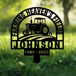 Personalized Tractor Memorial Stake, Farming Fields Metal Stake, Farmer Loss Gift, Tractor Metal Stake, Tractor Sign, Sympathy Sign