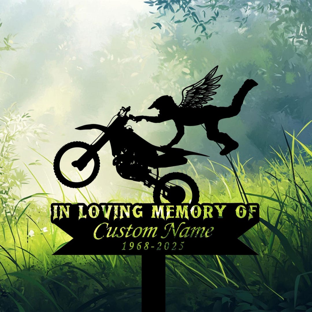 Motocycle Rider Sign Personalized Biker Motocycle Rider Memorial Stake, Decor Garden, Grave ...