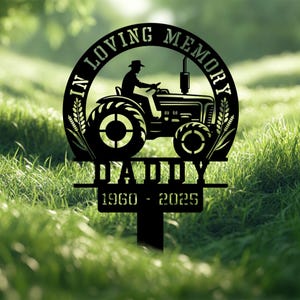 Personalized Farmer On Tractor Memorial Stake, Farming Fields Metal Stake, Farmer Loss Gift, Tractor Memorial Sign, Sympathy Sign